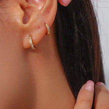 18k Pvd Gold Plated Small Cubic Zirconia Huggie Hoop Earrings
