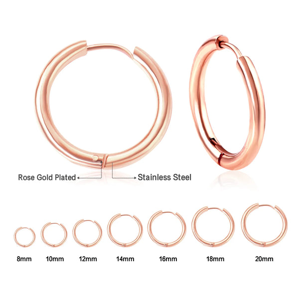 18k Rose Gold Stainless Steel Minimal Hoop Earrings