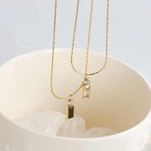 18k Gold Plated Stainless Steel Geometric Square Black White Zircon Necklace & Earring