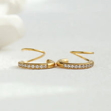 Gold Plated Twisted Double Hoop Zircon Earrings