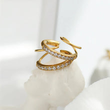 Gold Plated Twisted Double Hoop Zircon Earrings