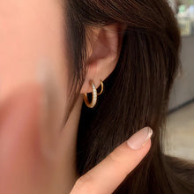Gold Plated Twisted Double Hoop Zircon Earrings
