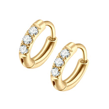 18k Pvd Gold Plated Small Cubic Zirconia Huggie Hoop Earrings